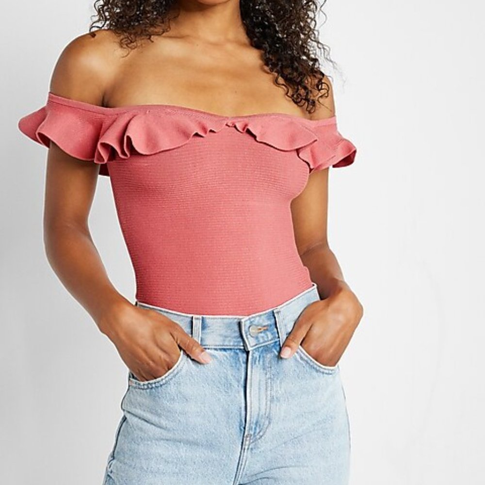 Body Contour Ruffle Off Shoulder Sweater Top